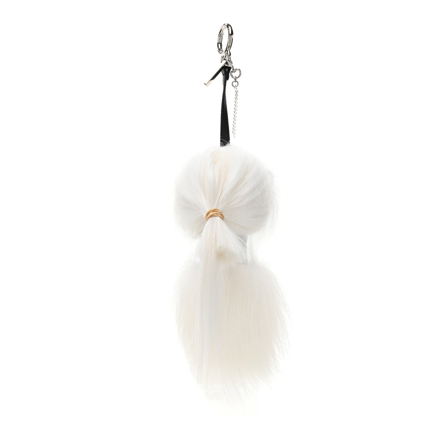 Fox Goat Mink Fur Nappa Crystal Studded Mini Karlito Tuxedo Bag Charm White Multicolor