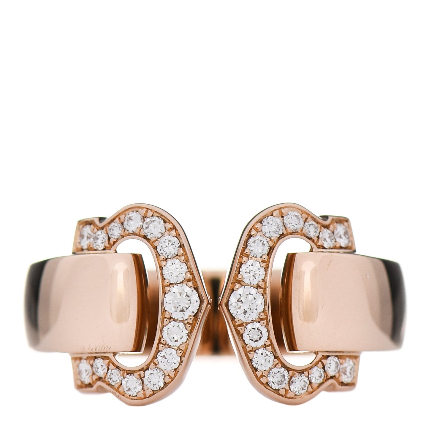 18K Pink Gold Diamond C De Cartier Ring 47 4.25