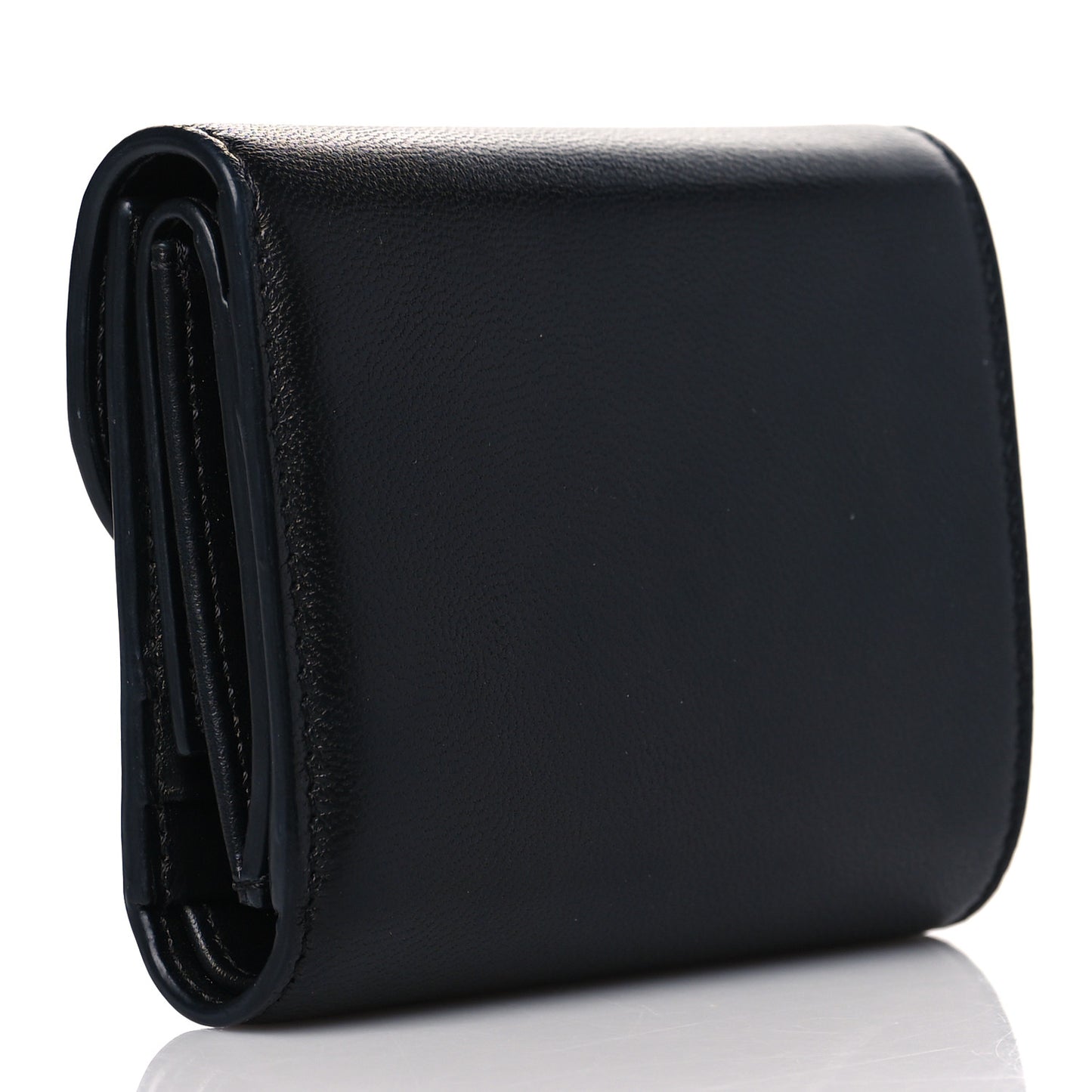 Shiny Smooth Lambskin Small Triomphe Wallet Black