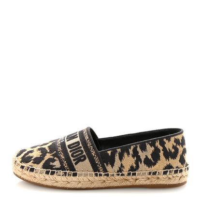Christian Dior Cotton Embroidered Leopard Print Granville Espadrille 37 Natural 1 of 10