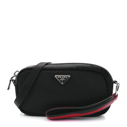 Prada Tessuto Soft Nylon Small Convertible Crossbody Wristlet Black Fuoco 1 of 11