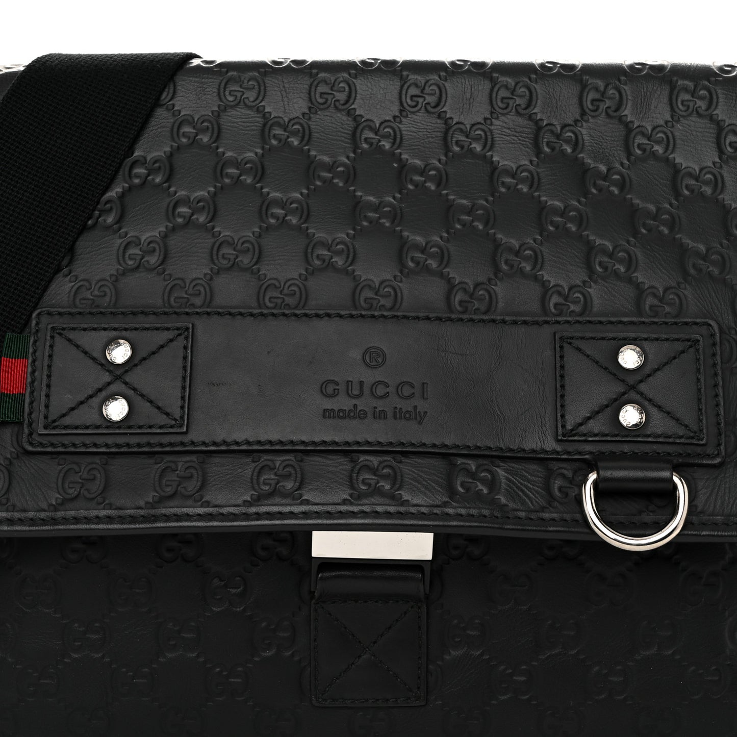 Rubber Guccissima Medium Messenger Bag Black