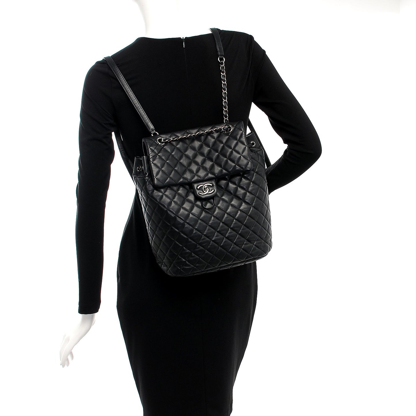 Lambskin Quilted Large Urban Spirit Backpack Black