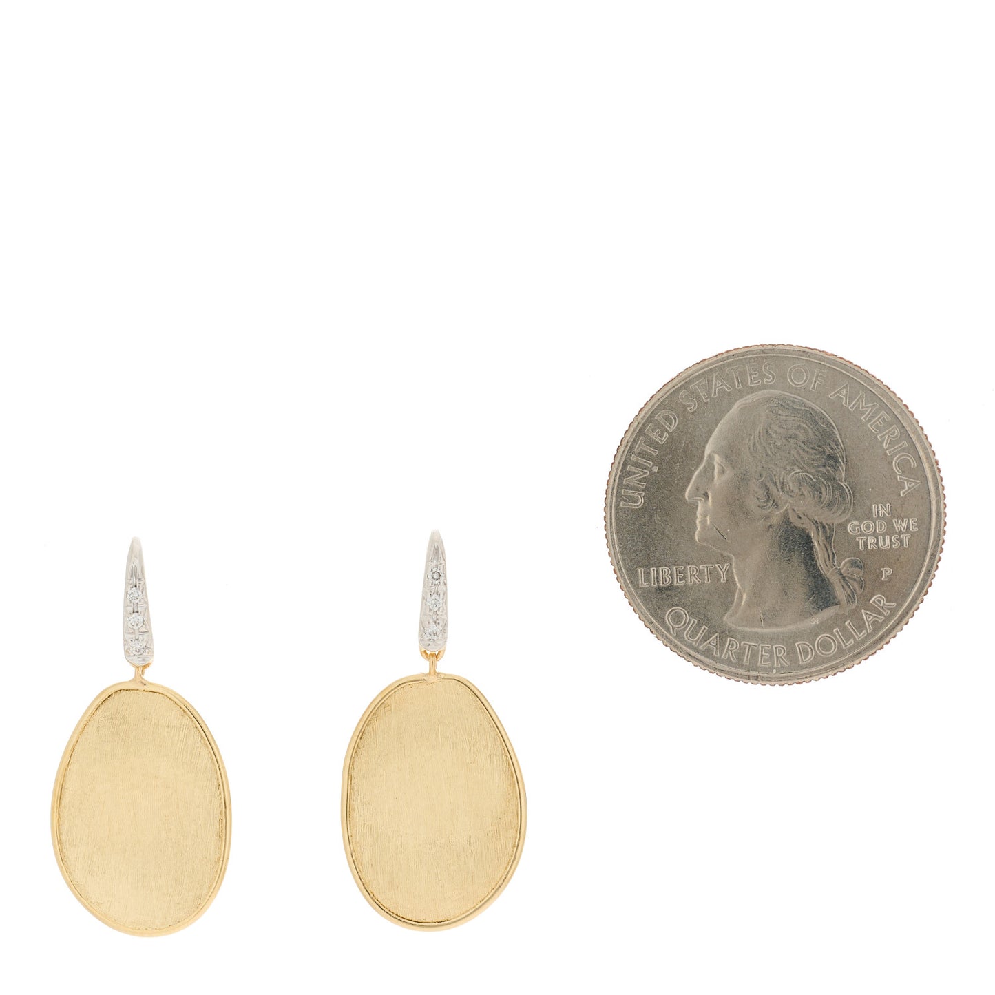 18K Yellow White Gold Diamond Small Lunaria Drop Earrings