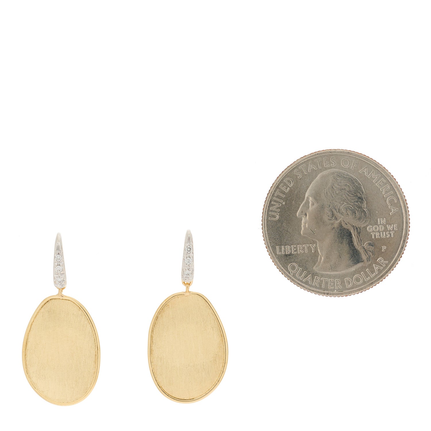 Marco Bicego 18K Yellow White Gold Diamond Small Lunaria Drop Earrings 2 of 5