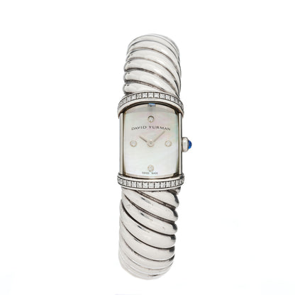 David Yurman Sterling Silver Diamond Bezel Mother of Pearl 19mm Waverly Quartz Watch 1 of 5