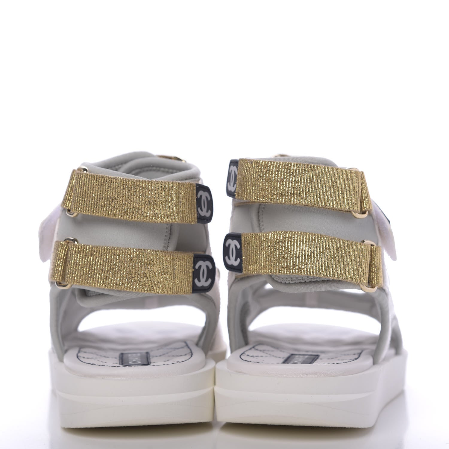 Chanel Goatskin Fabric Gladiator Sandals 40 Grey Navy Blue 5 of 10