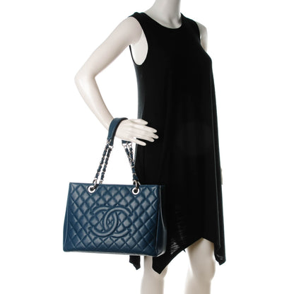 Chanel Caviar Quilted Grand Shopping Tote GST Dark Blue 2 of 7