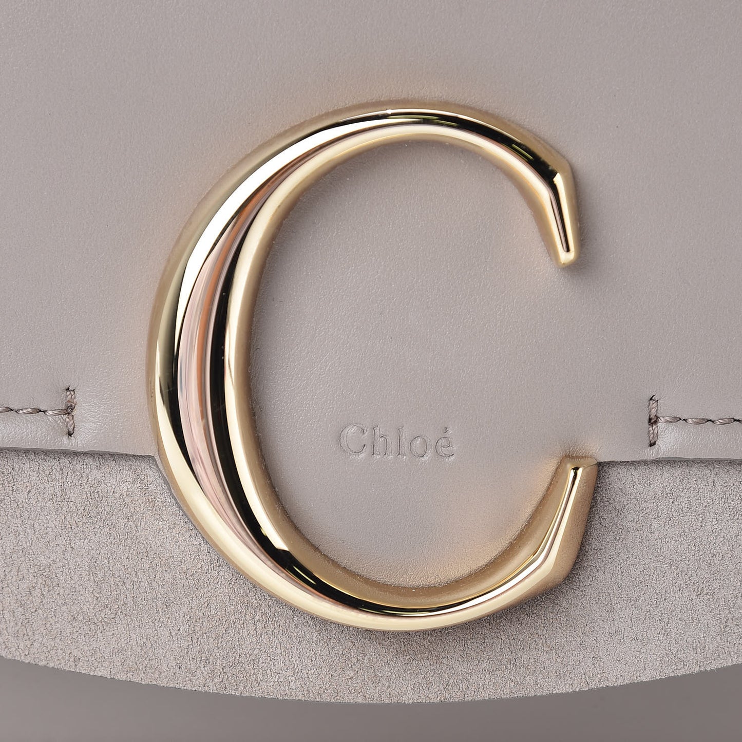 Calfskin Suede C Clutch With Chain Motty Grey