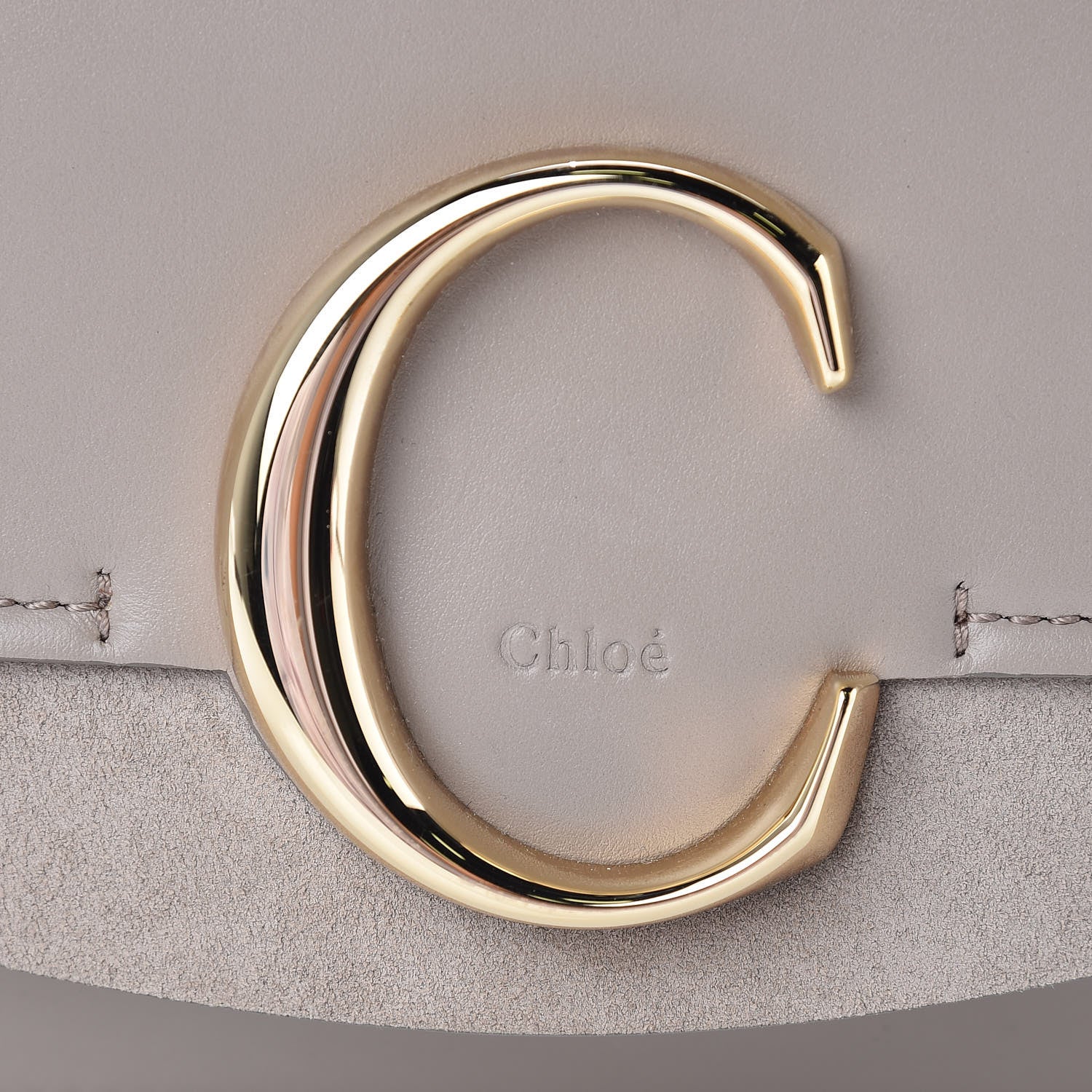 Chloe Calfskin Suede C Clutch With Chain Motty Grey 6 of 10
