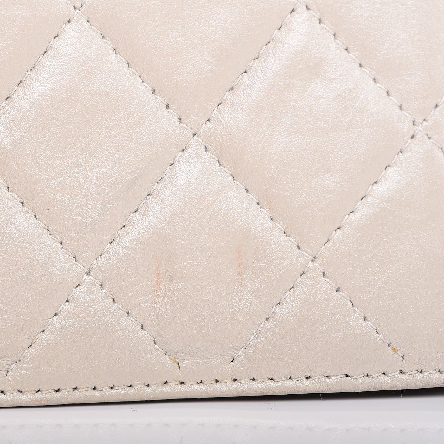 Chanel Aged Calfskin Quilted Cambon Quilted Yen Wallet Pearl 14 of 19