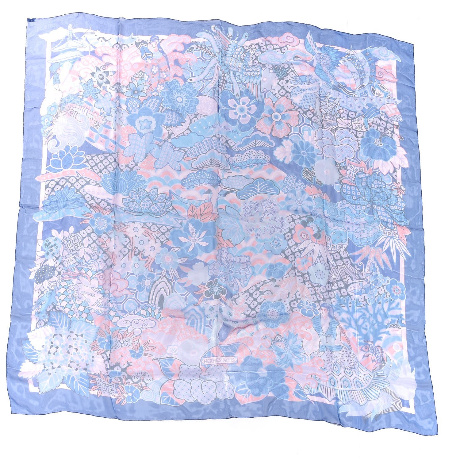 Hermes Silk Mousseline Urashima Taro Shawl 140 1 of 5