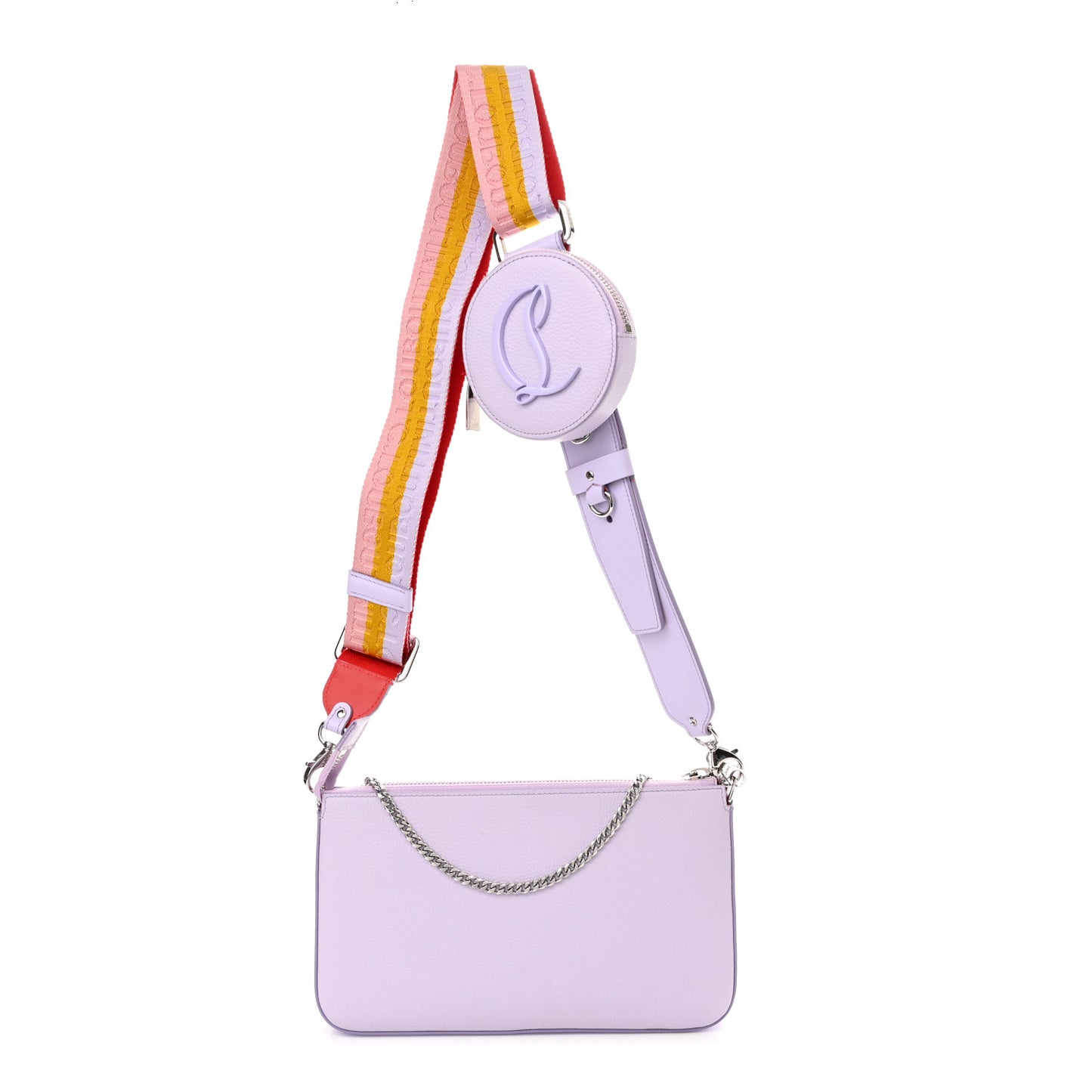 Calfskin Empire Loubila Pouch on Chain Lilac Smoke Rosy
