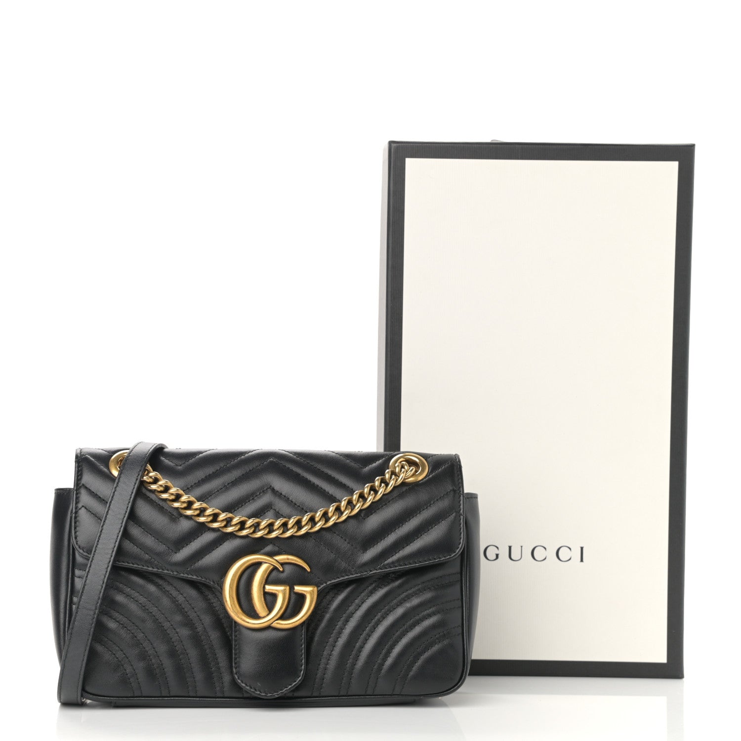 Gucci Calfskin Matelasse Small GG Marmont Shoulder Bag Black 13 of 13