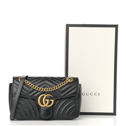 Gucci Calfskin Matelasse Small GG Marmont Shoulder Bag Black 13 of 13