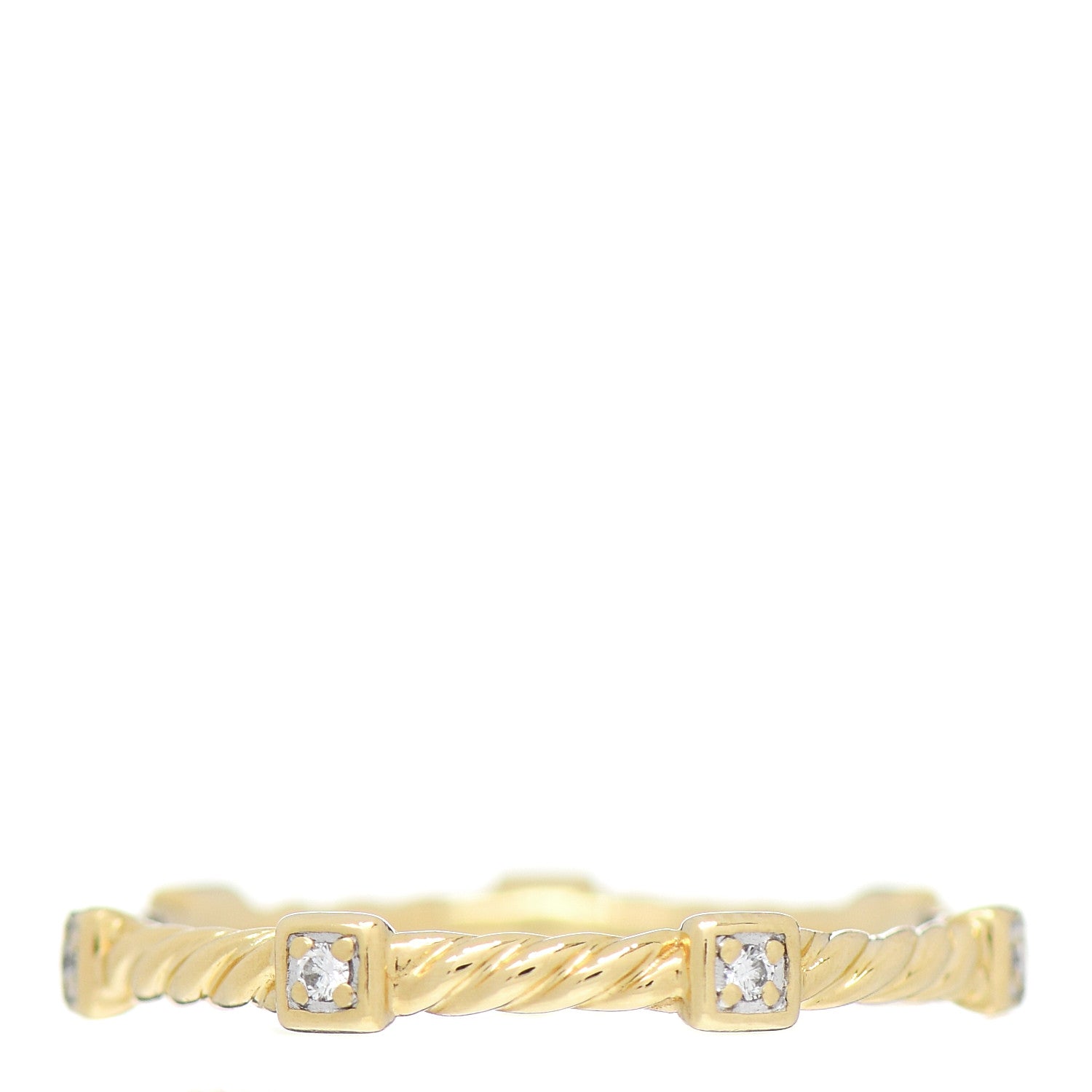 David Yurman 18K Yellow Gold Diamond Cable Collectibles Stack Ring 58 8.25 3 of 4