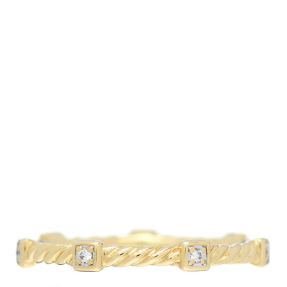 David Yurman 18K Yellow Gold Diamond Cable Collectibles Stack Ring 58 8.25 3 of 4
