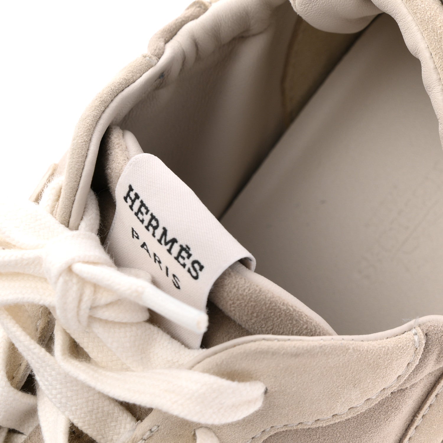 Hermes Suede Goatskin Jet Sneakers 38.5 Beige Esquisse Glaise