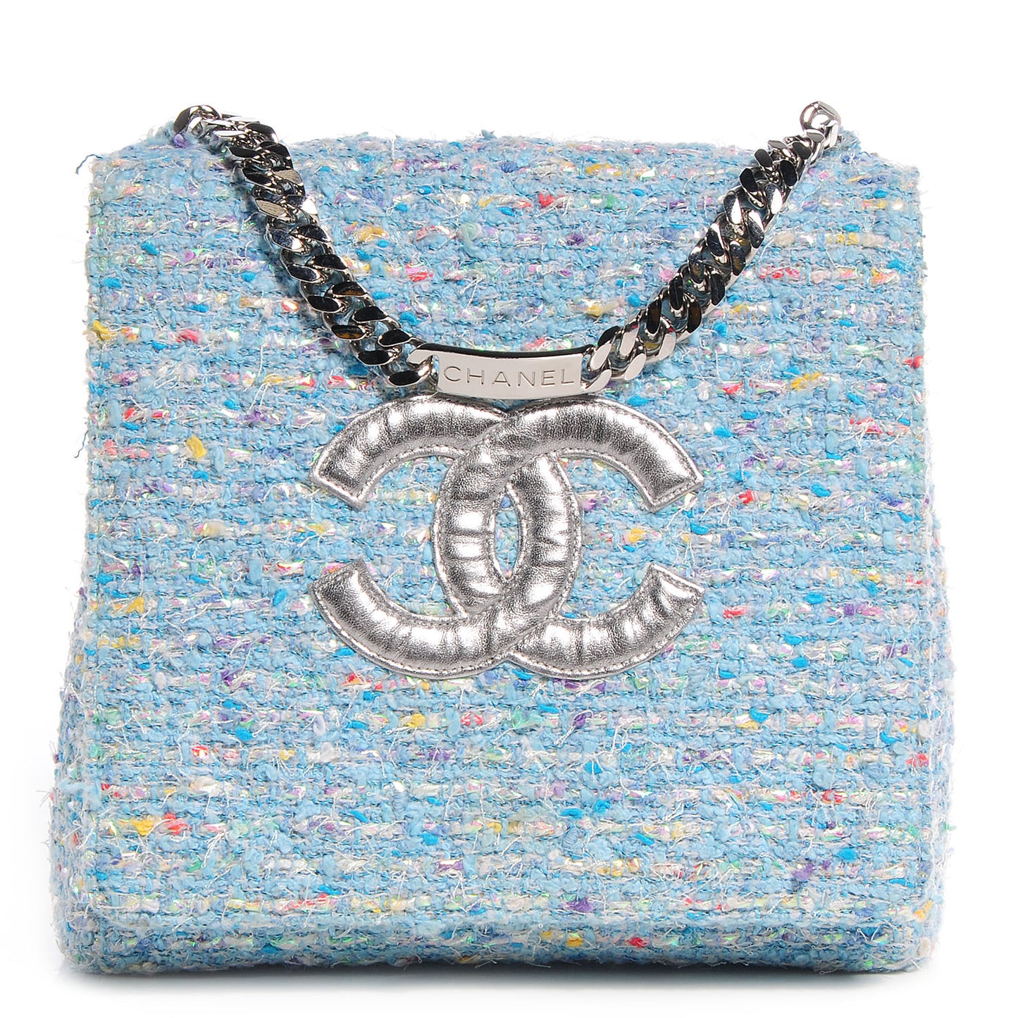 Tweed CC Flap Bag Blue
