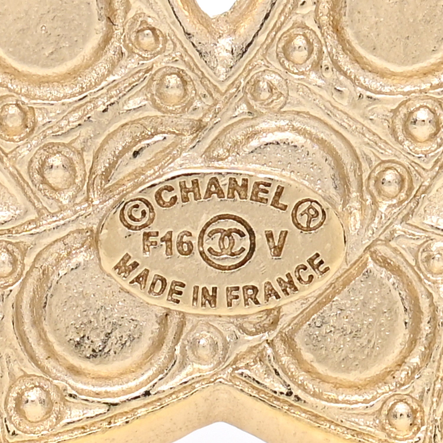 Chanel Metal Crystal Graduated Pearl CC Brooch Gold 4 of 5
