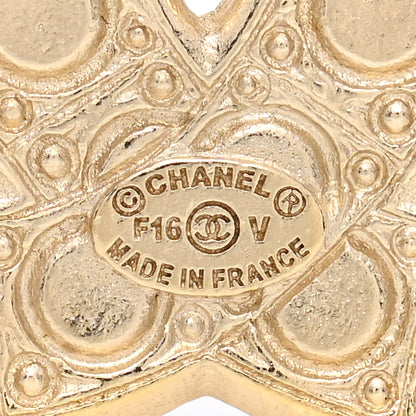 Chanel Metal Crystal Graduated Pearl CC Brooch Gold 4 of 5
