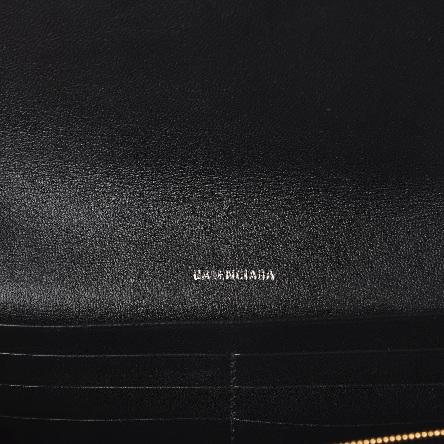 Balenciaga Grained Calfskin Logo Cash Continental Wallet on Chain Black White 5 of 7