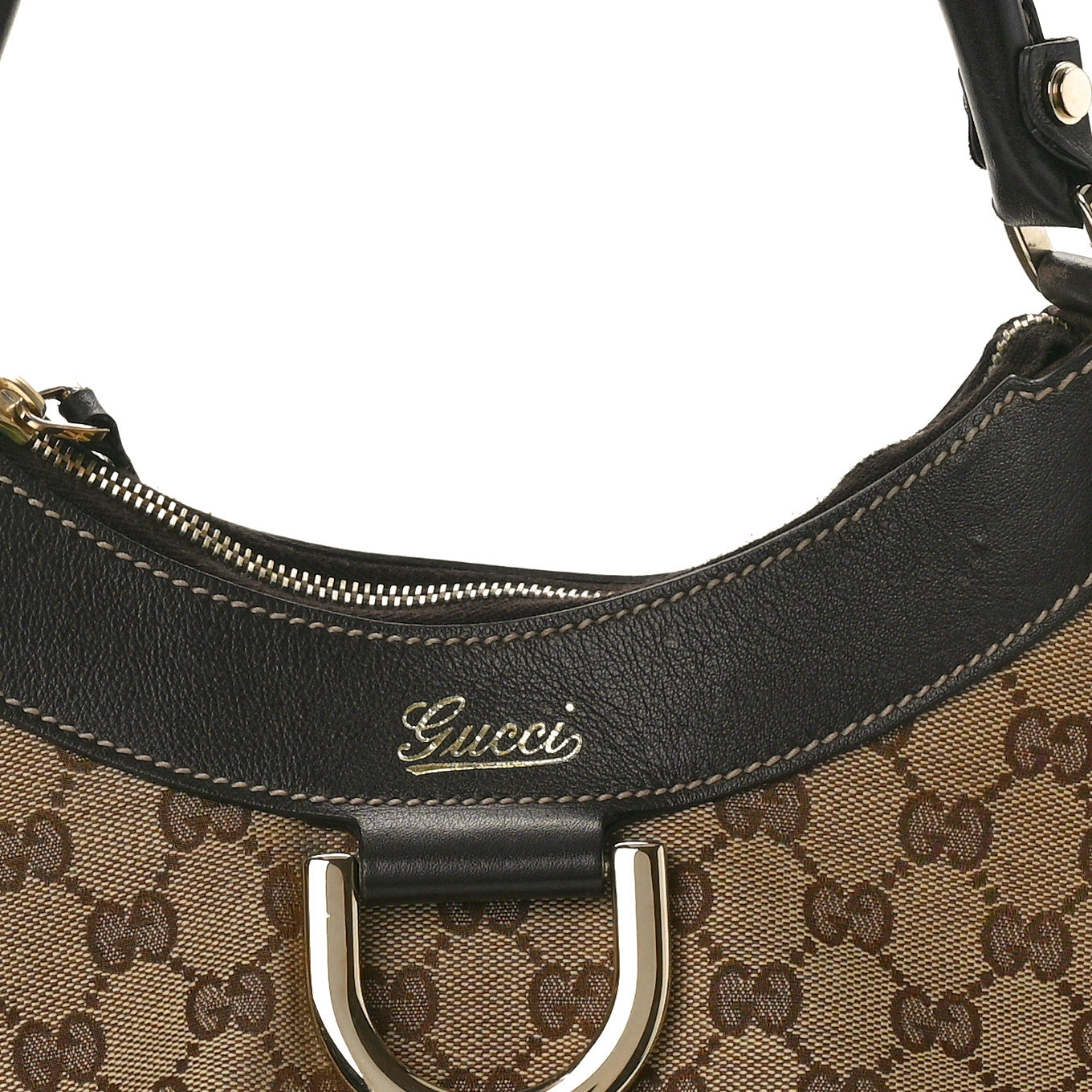 Gucci Monogram Medium D Gold Ring Hobo Dark Brown 8 of 11
