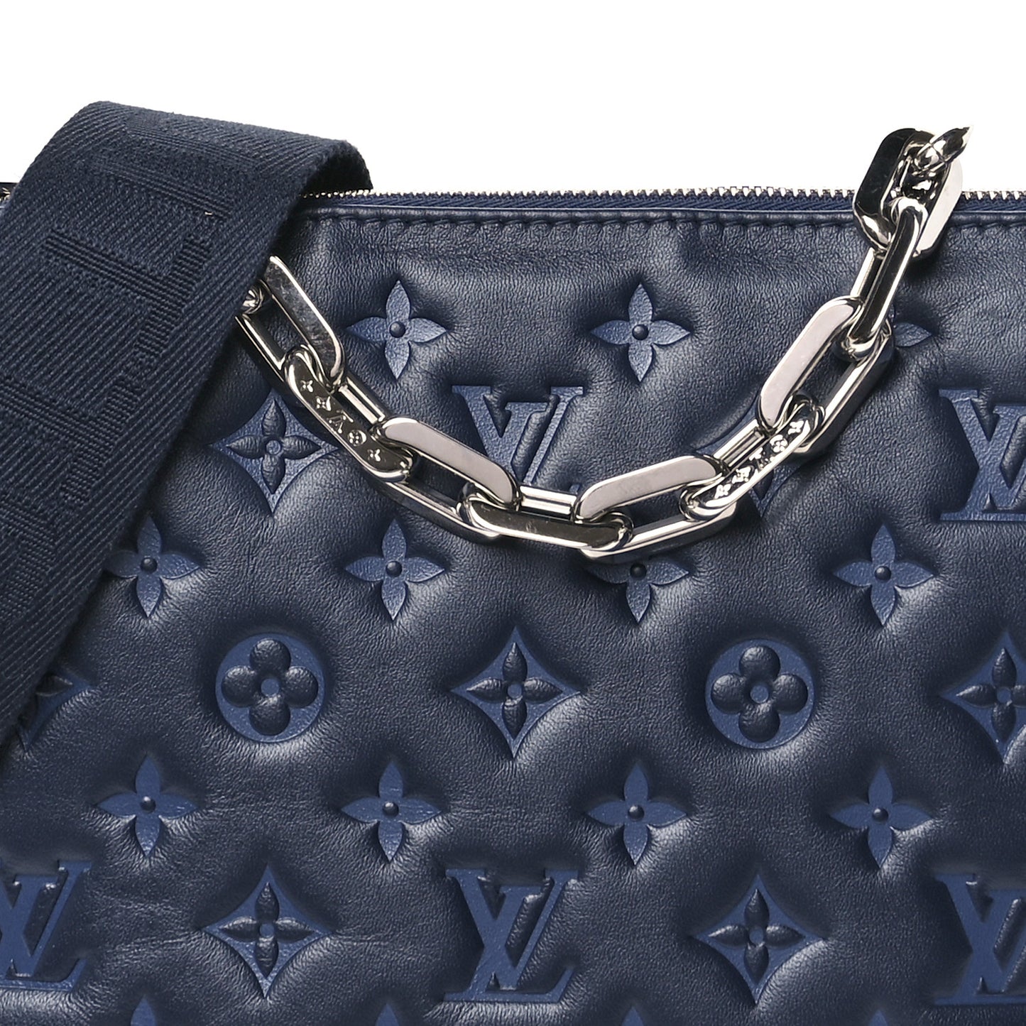 Lambskin Embossed Monogram Coussin PM Navy