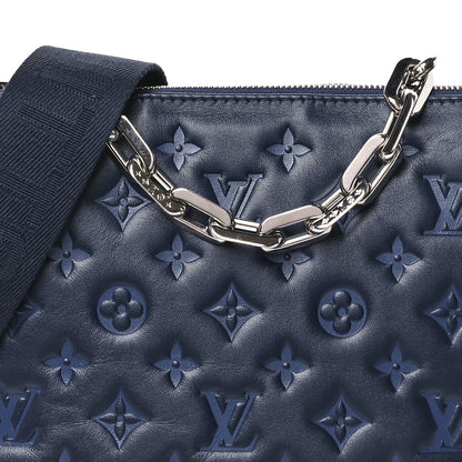 Louis Vuitton Lambskin Embossed Monogram Coussin PM Navy 7 of 9