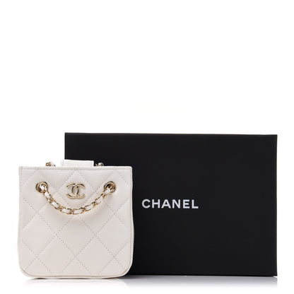 Chanel Lambskin Quilted Tiny Shopping Clutch With Chain White 11 of 11