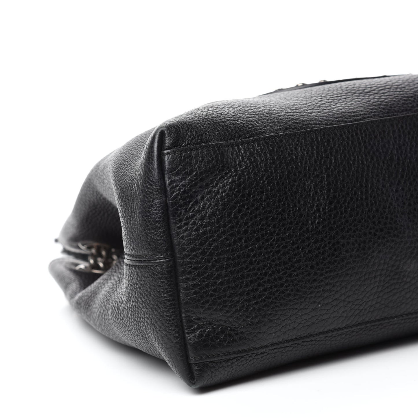Pebbled Calfskin Studded Medium Soho Chain Shoulder Bag Black