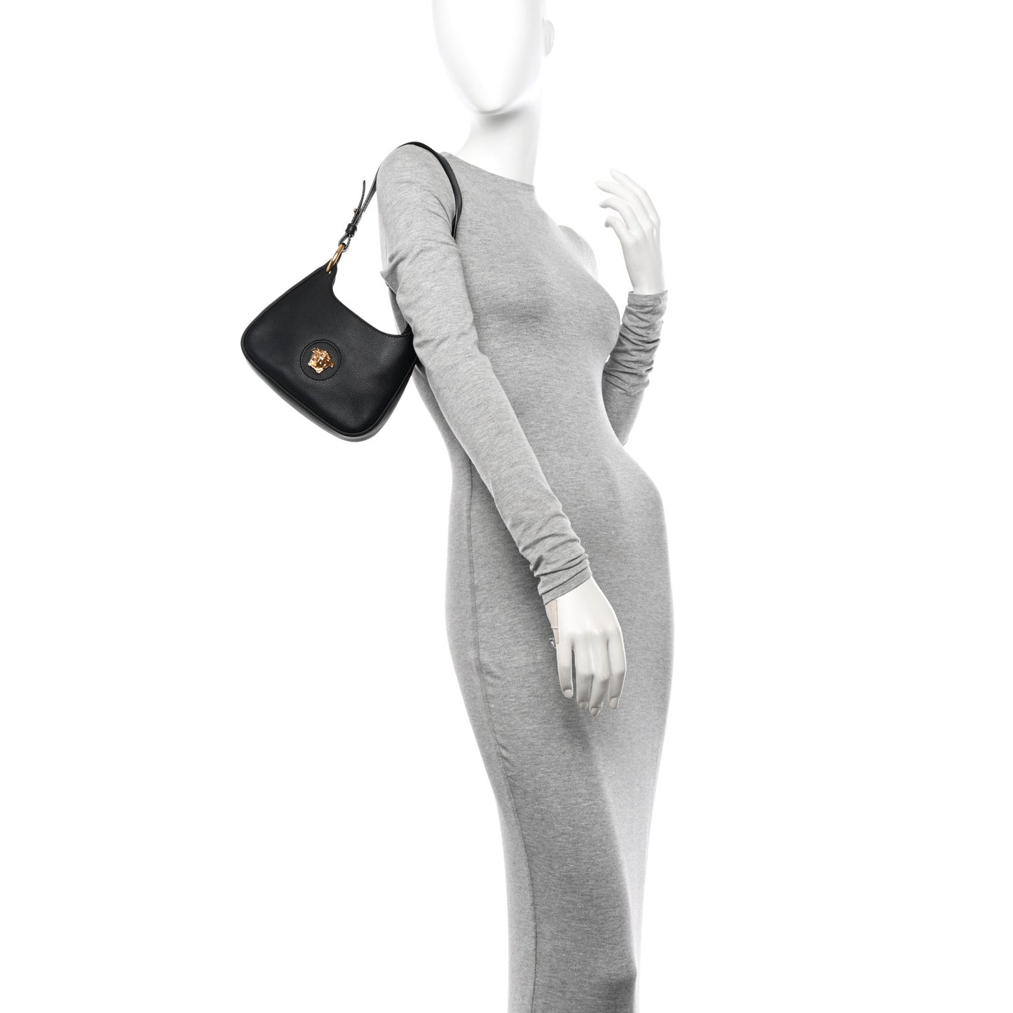 Calfskin La Medusa Small Hobo Crossbody Black