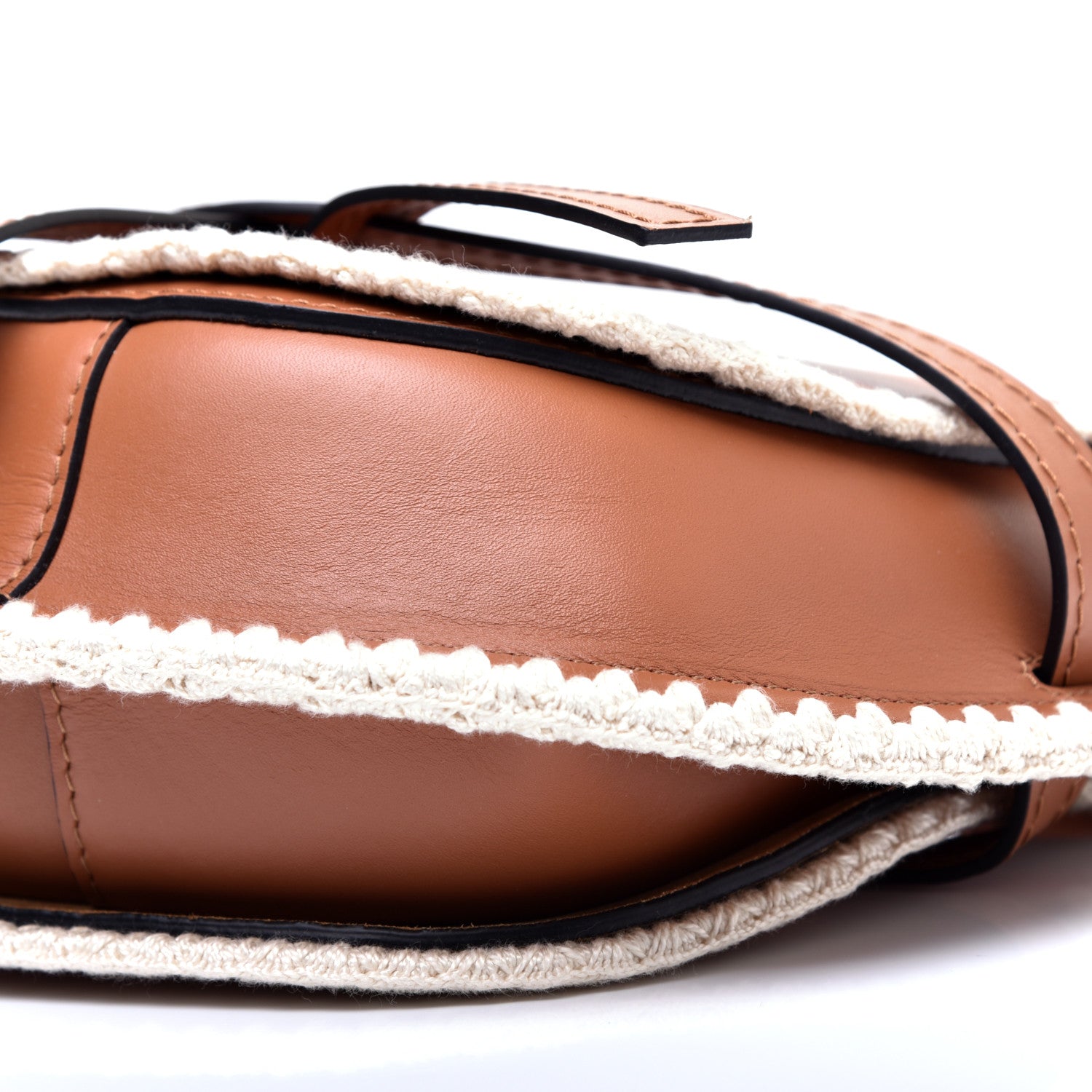 Loewe Calfskin Crochet Trim Small Gate Crossbody Bag Tan 7 of 10