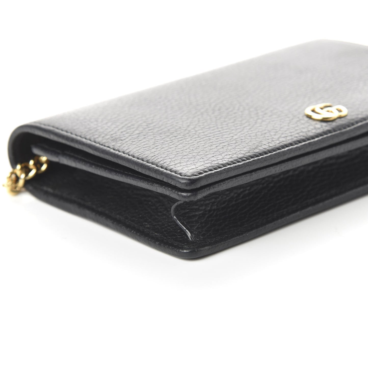 Calfskin Mini GG Marmont Chain Wallet Black