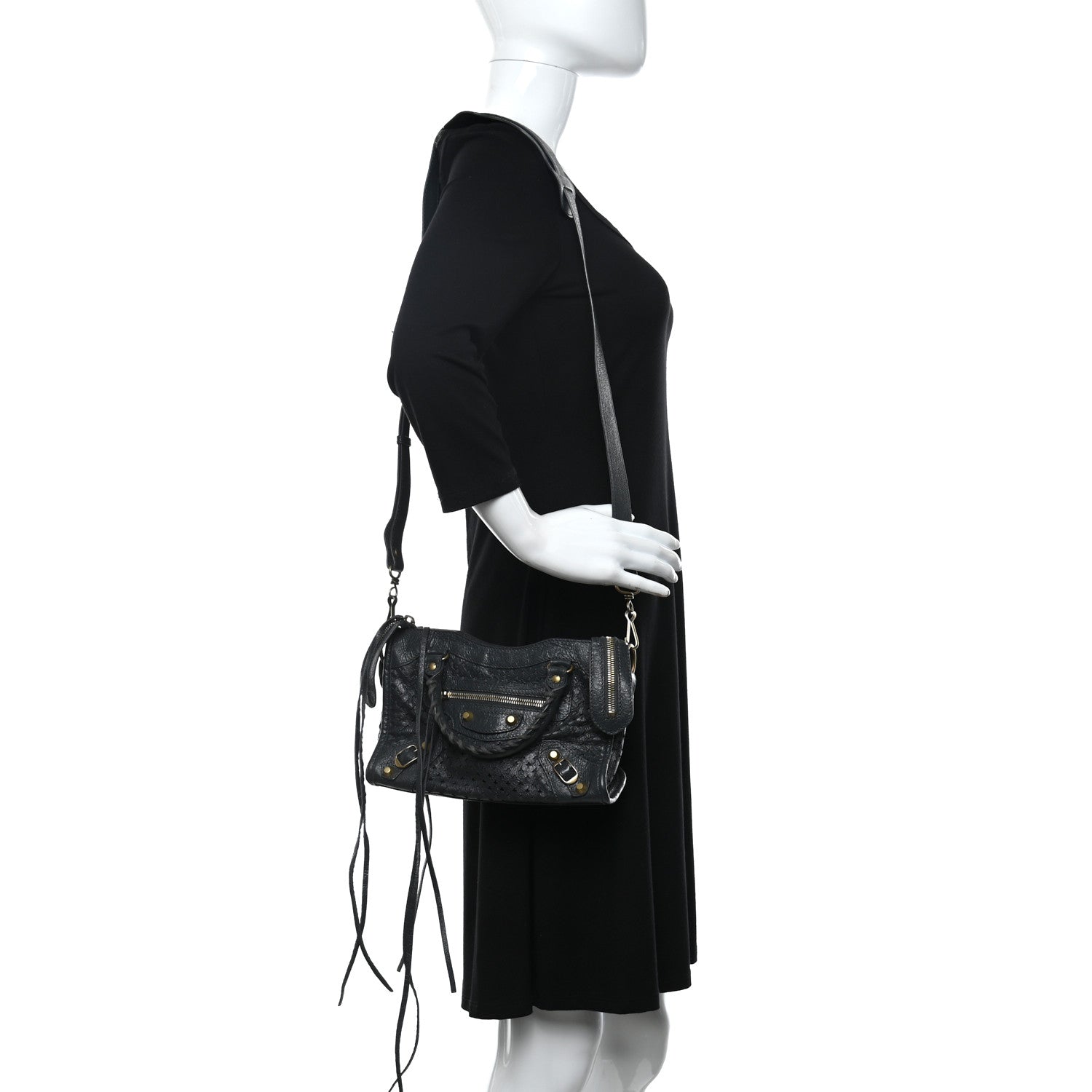 Balenciaga Agneau Stadio Laser Cut Cross Classic Gold Hardware Mini City Anthracite 2 of 10