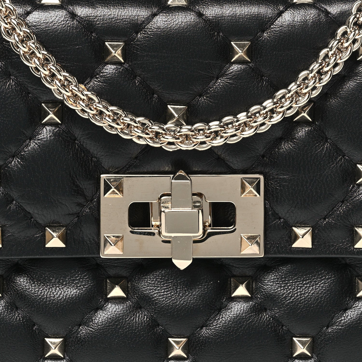 Valentino Garavani Craquele Nappa Small Rockstud Spike Shoulder Bag Black 7 of 9