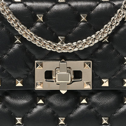 Valentino Garavani Craquele Nappa Small Rockstud Spike Shoulder Bag Black 7 of 9