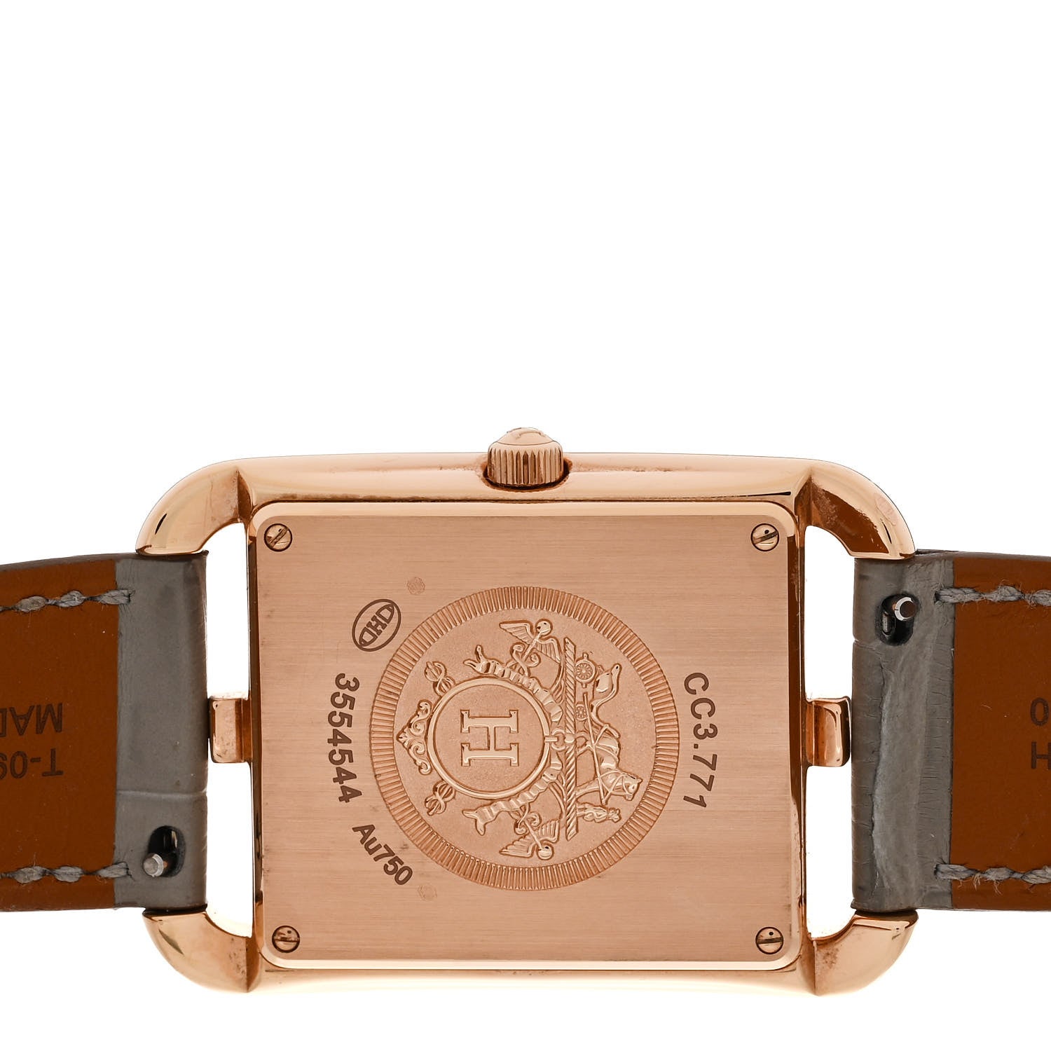 Hermes 18K Rose Gold Alligator Diamond Bezel 29mm Cape Cod Chaine d'Ancre Joaillier Quartz Watch Gris Perle 4 of 5