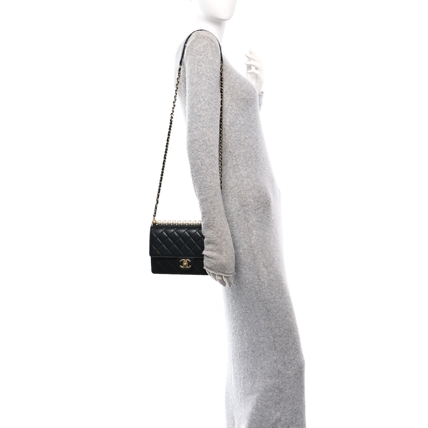 Chanel Goatskin Quilted Small Chic Pearls Flap Black 2 of 10