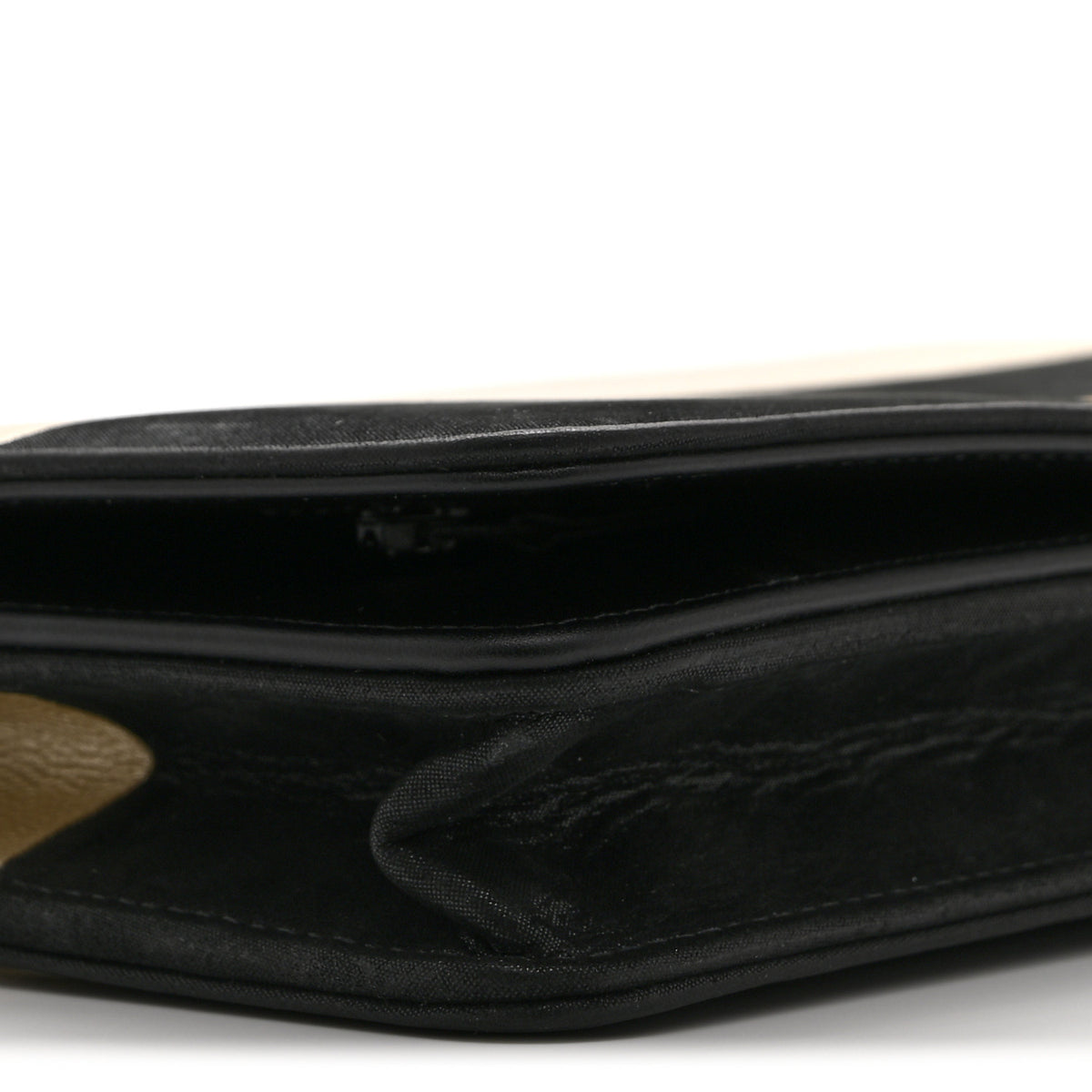 Chanel Metallic Caviar Suede Wallet On Chain WOC Gold Black 10 of 11