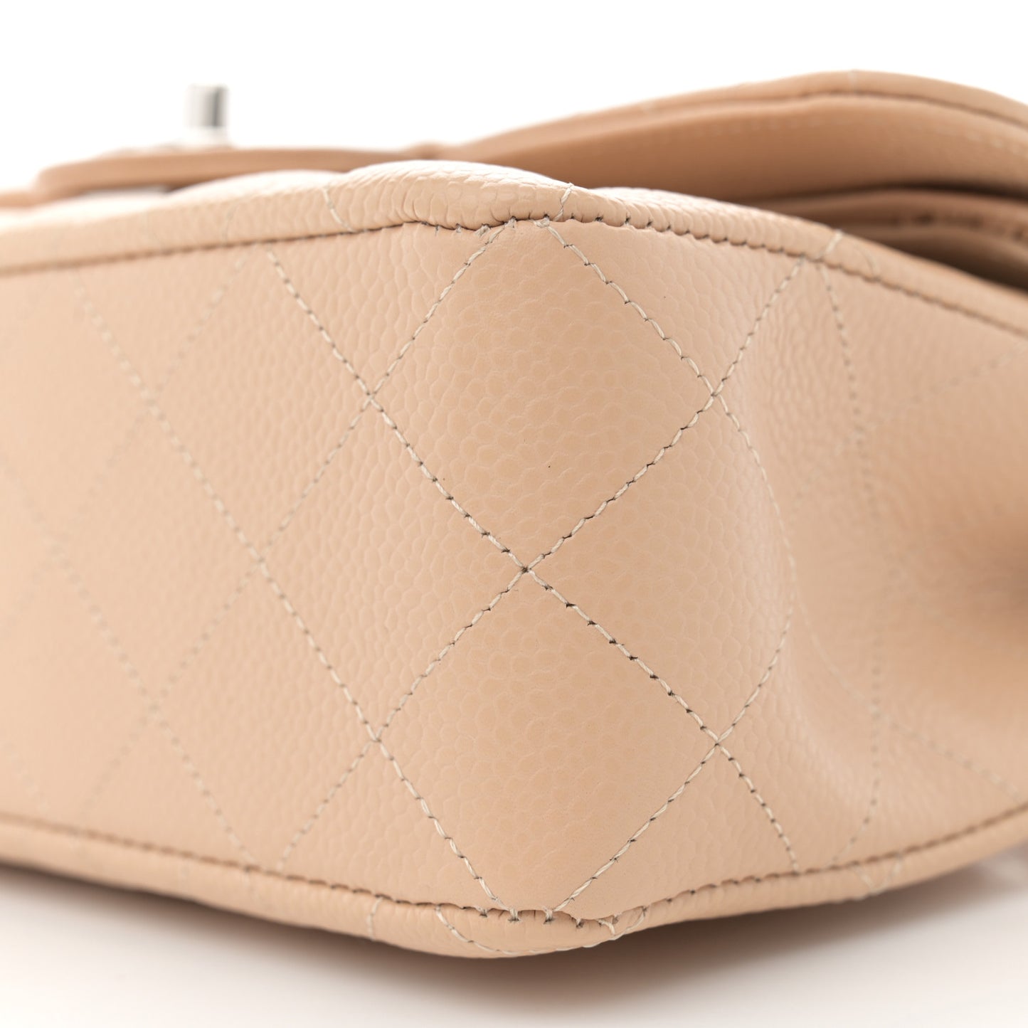 Caviar Quilted Small Double Flap Beige