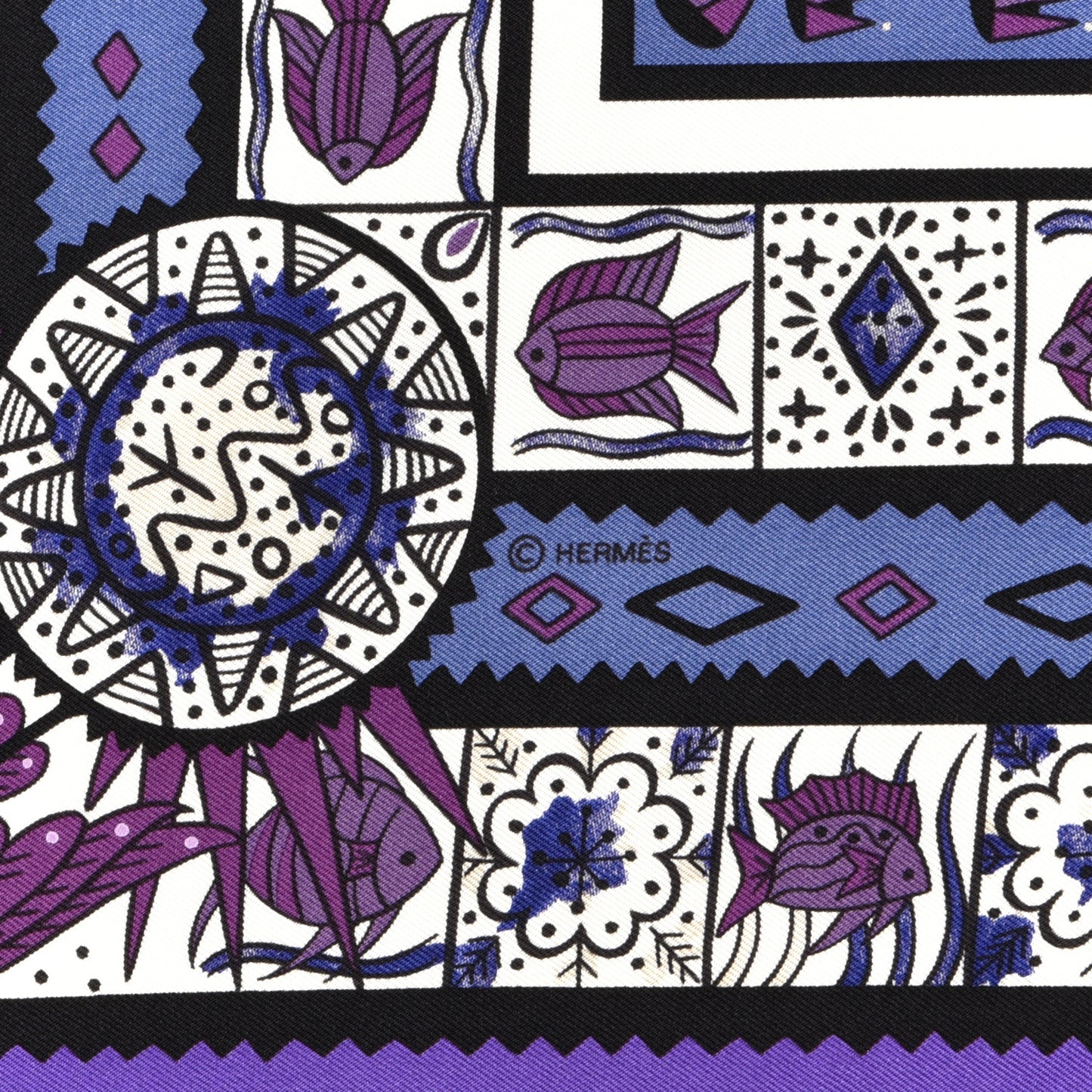 Silk Ors Blues d'Afrique Scarf 90 Violet White Parme