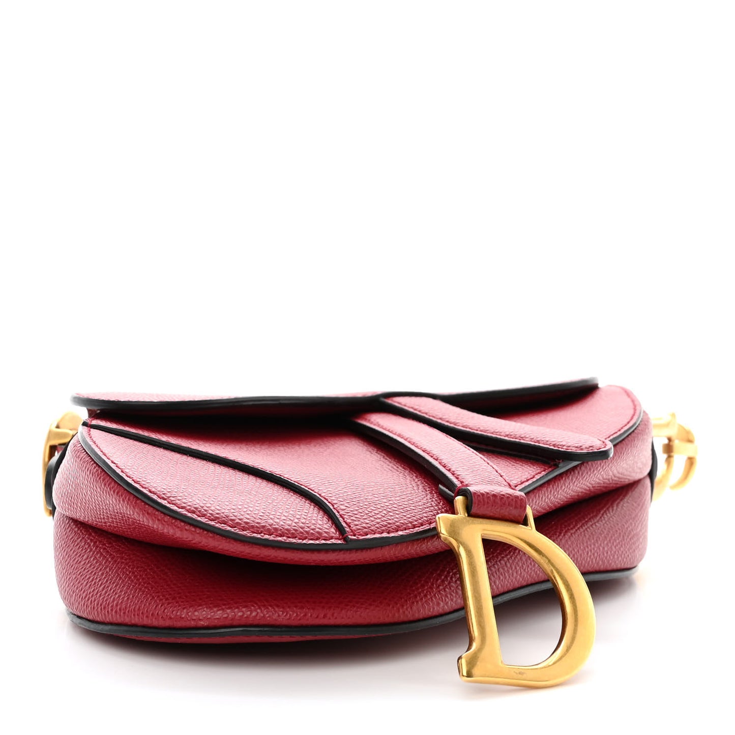 Grained Calfskin Mini Saddle Bag Red