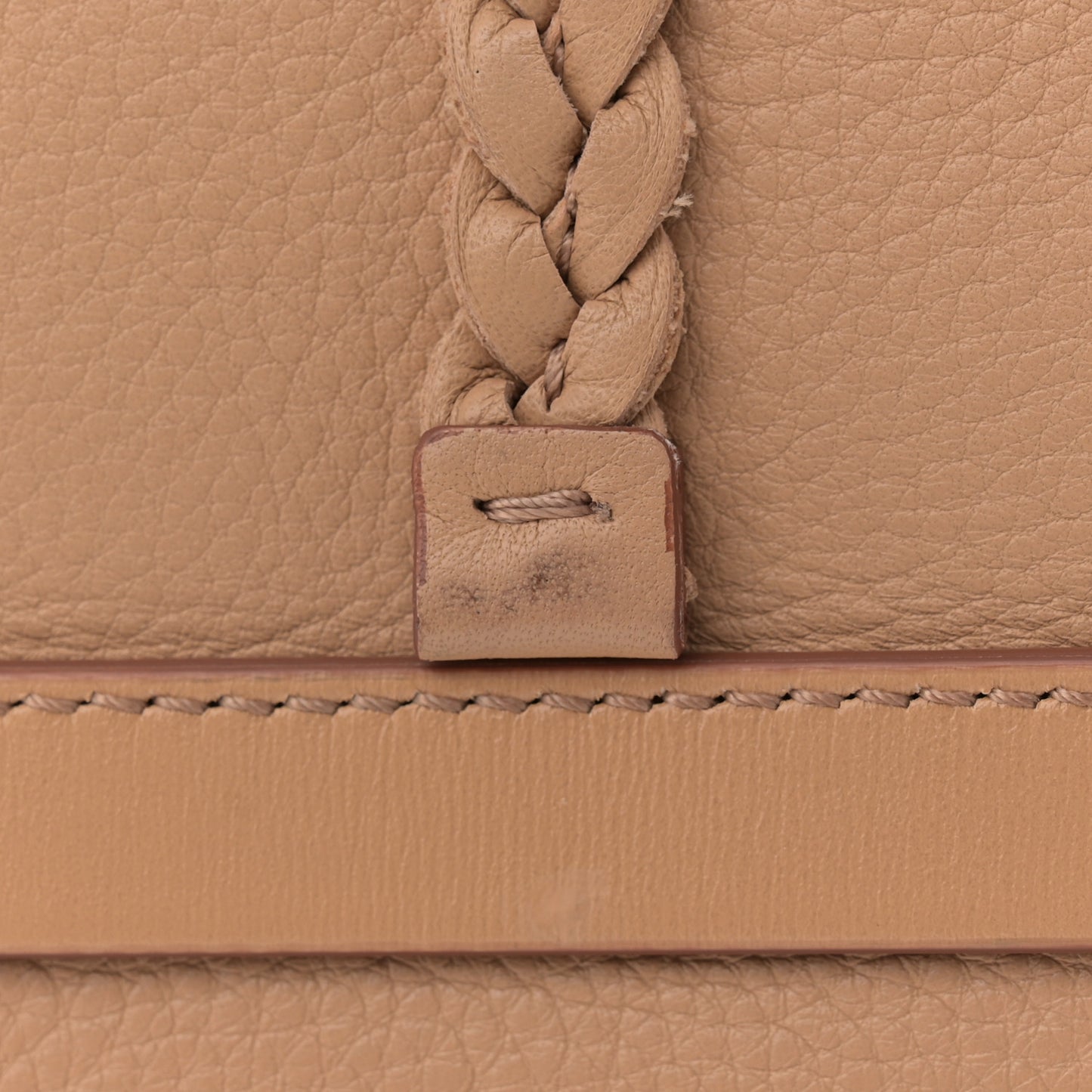 Grained Calfskin Medium Penelope Shoulder Bag Milky Brown