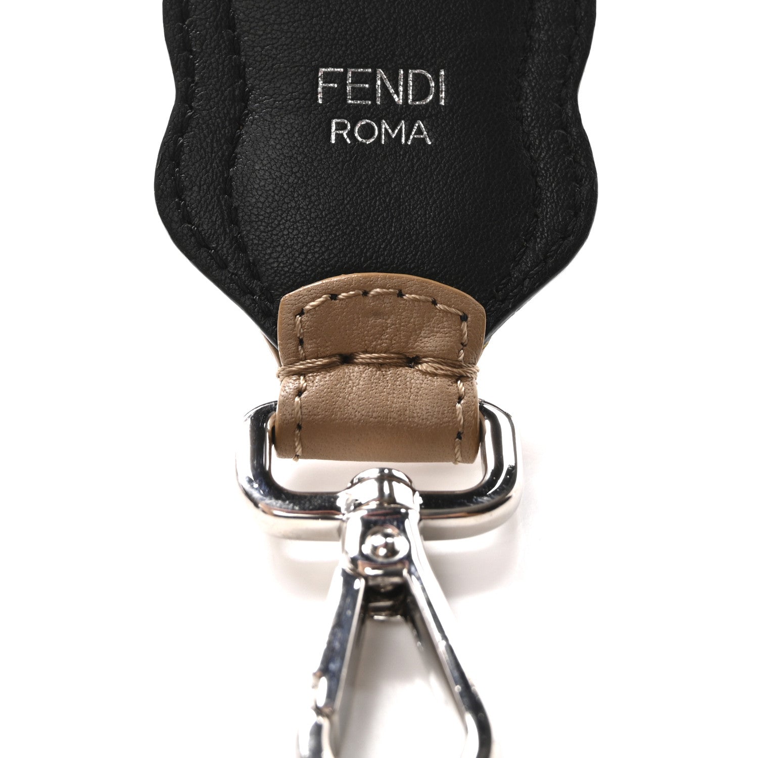 Fendi Vitello Dolce Scalloped Spike Studded Strap You Brown Black 4 of 5