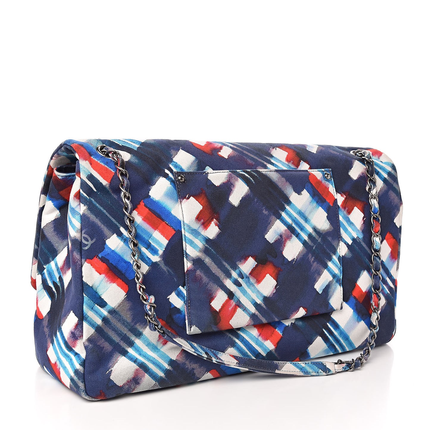 Canvas Airline Printed XXL Travel Flap Bag Blue Red White