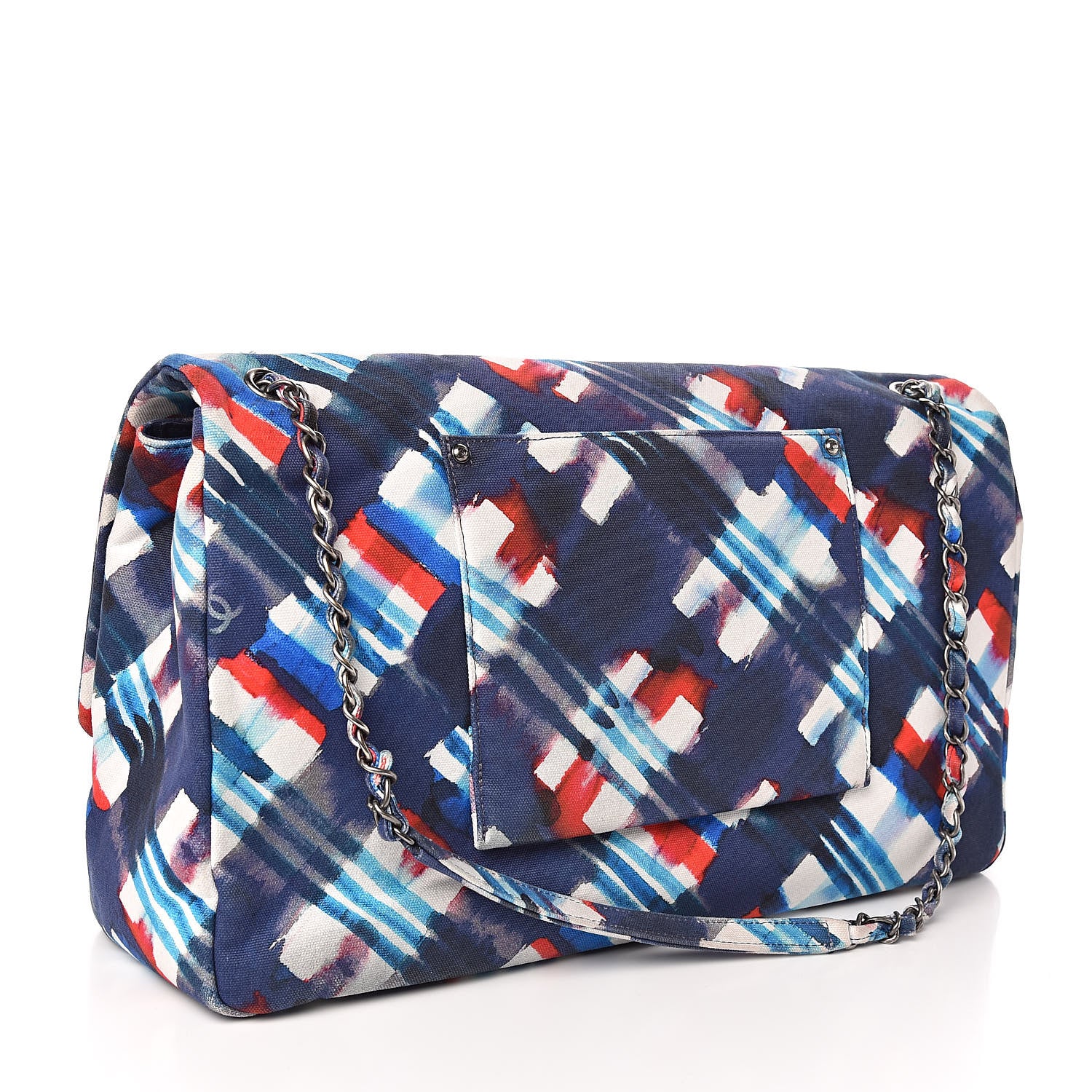 Chanel Canvas Airline Printed XXL Travel Flap Bag Blue Red White 3 of 10