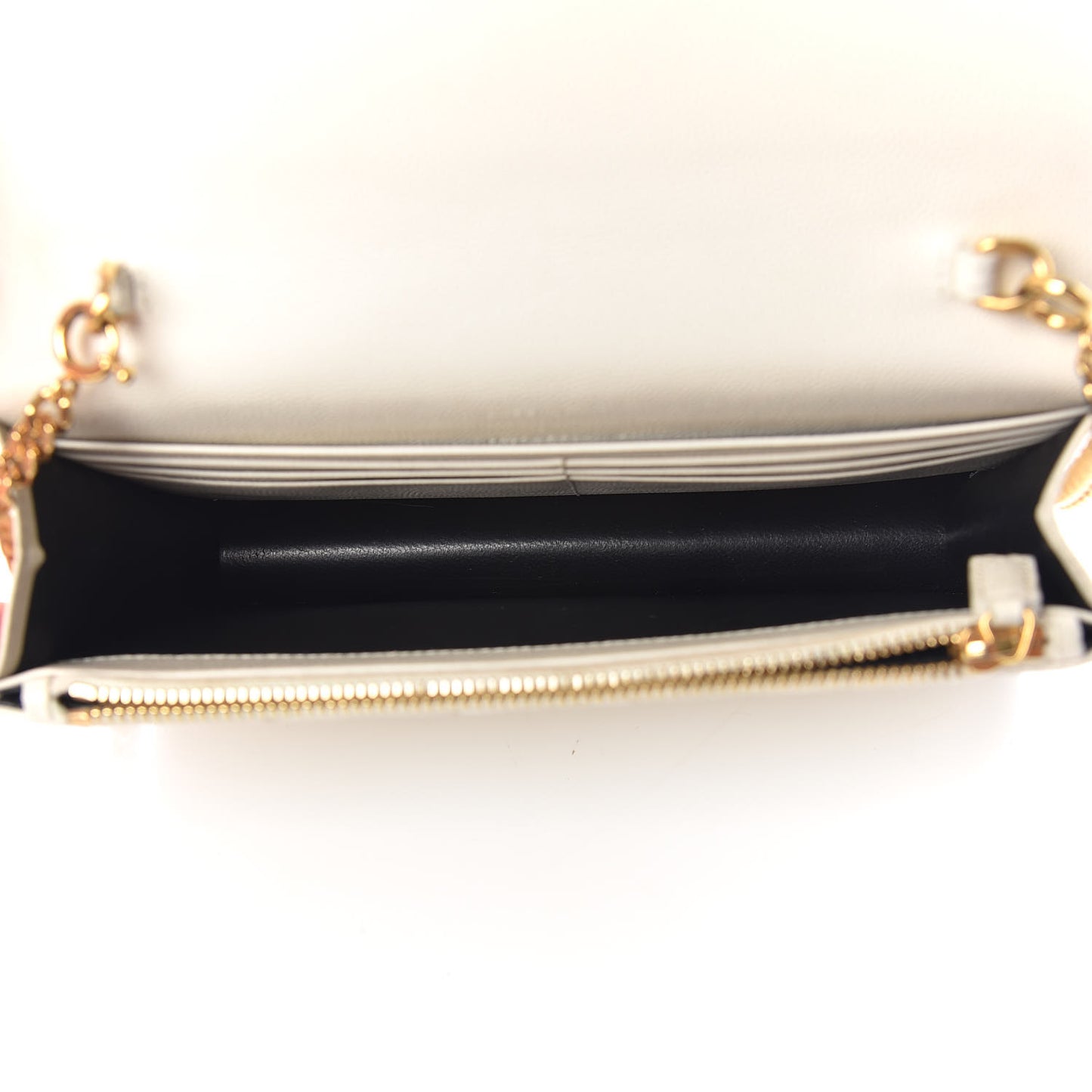 Grain De Poudre Matelasse Chevron Monogram Envelope Chain Wallet Porcellana