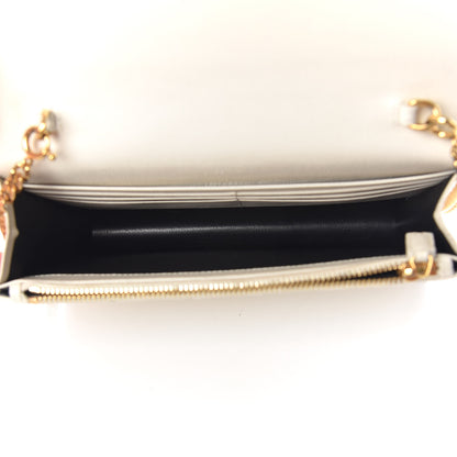 Saint Laurent Grain De Poudre Matelasse Chevron Monogram Envelope Chain Wallet Porcellana 9 of 14