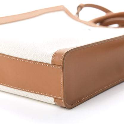 Celine Canvas Calfskin Small Vertical Cabas Natural Tan 8 of 11